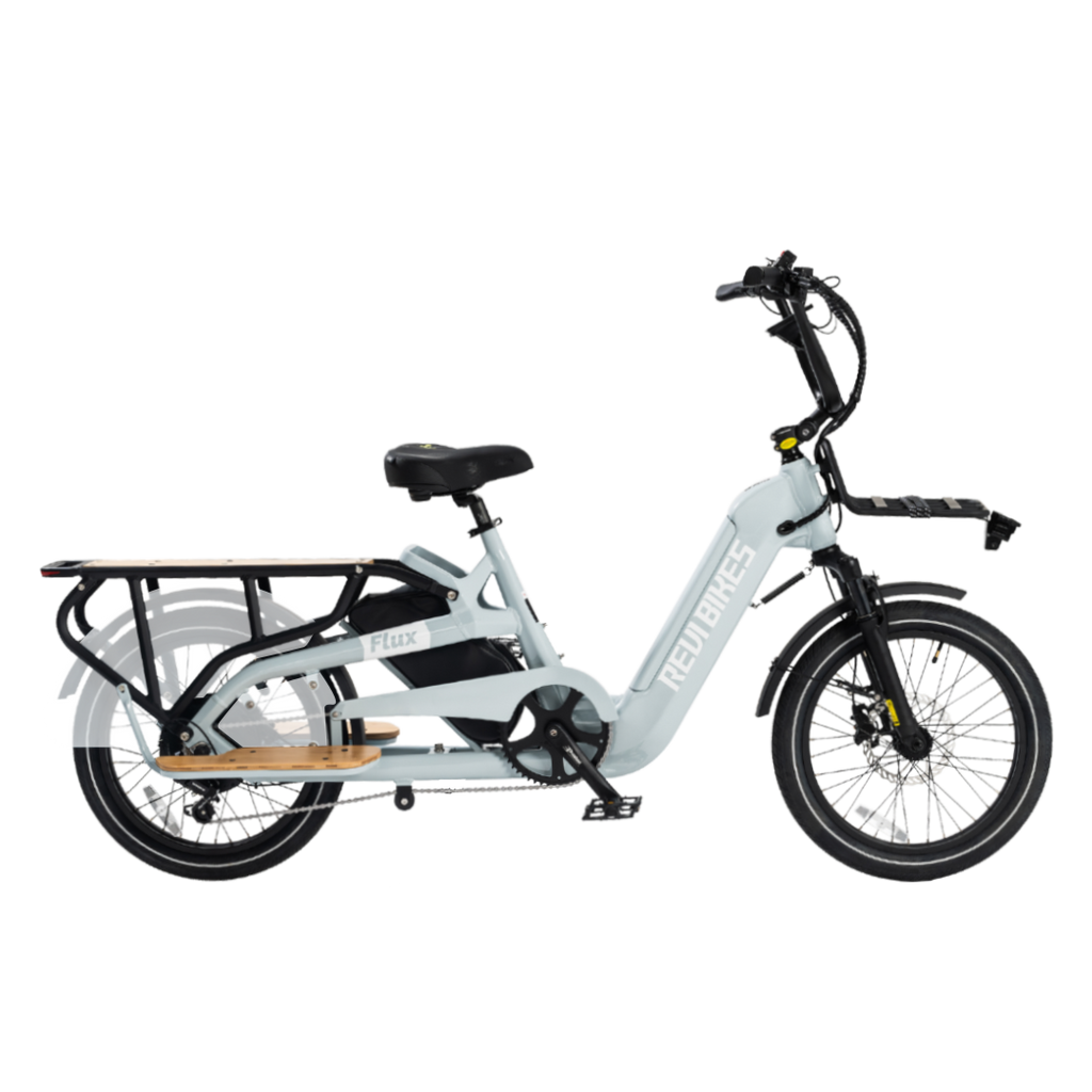 Roots Rider Flux cargo electric bike in Grey, side view