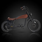ROOTS RIDER Prowler electric bike on a dark background, side view