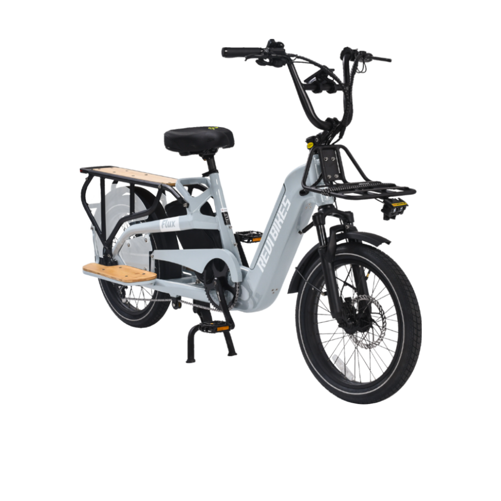 Roots Rider Flux cargo electric bike in Grey, full side view
