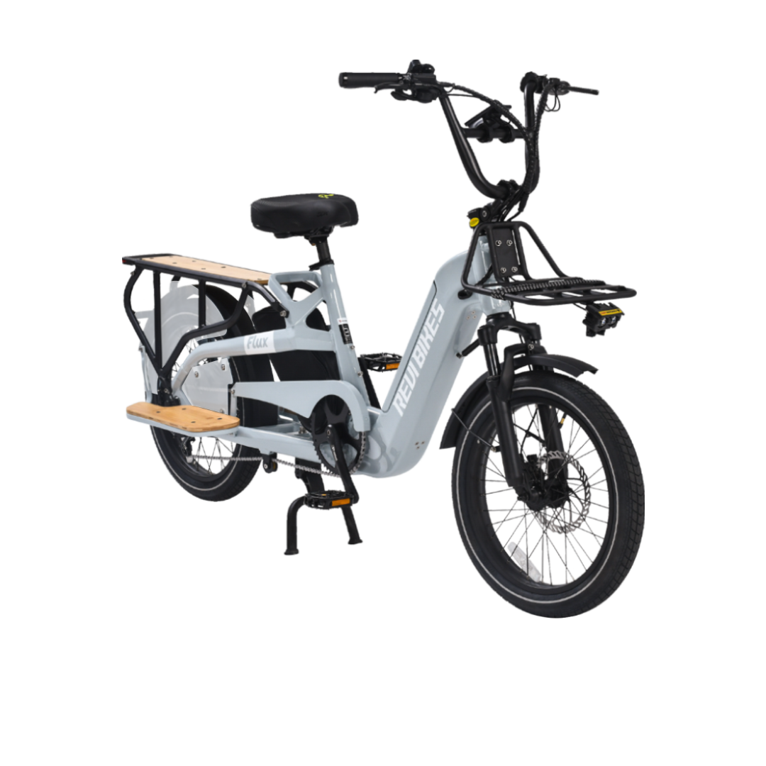 Roots Rider Flux cargo electric bike in Grey, full side view