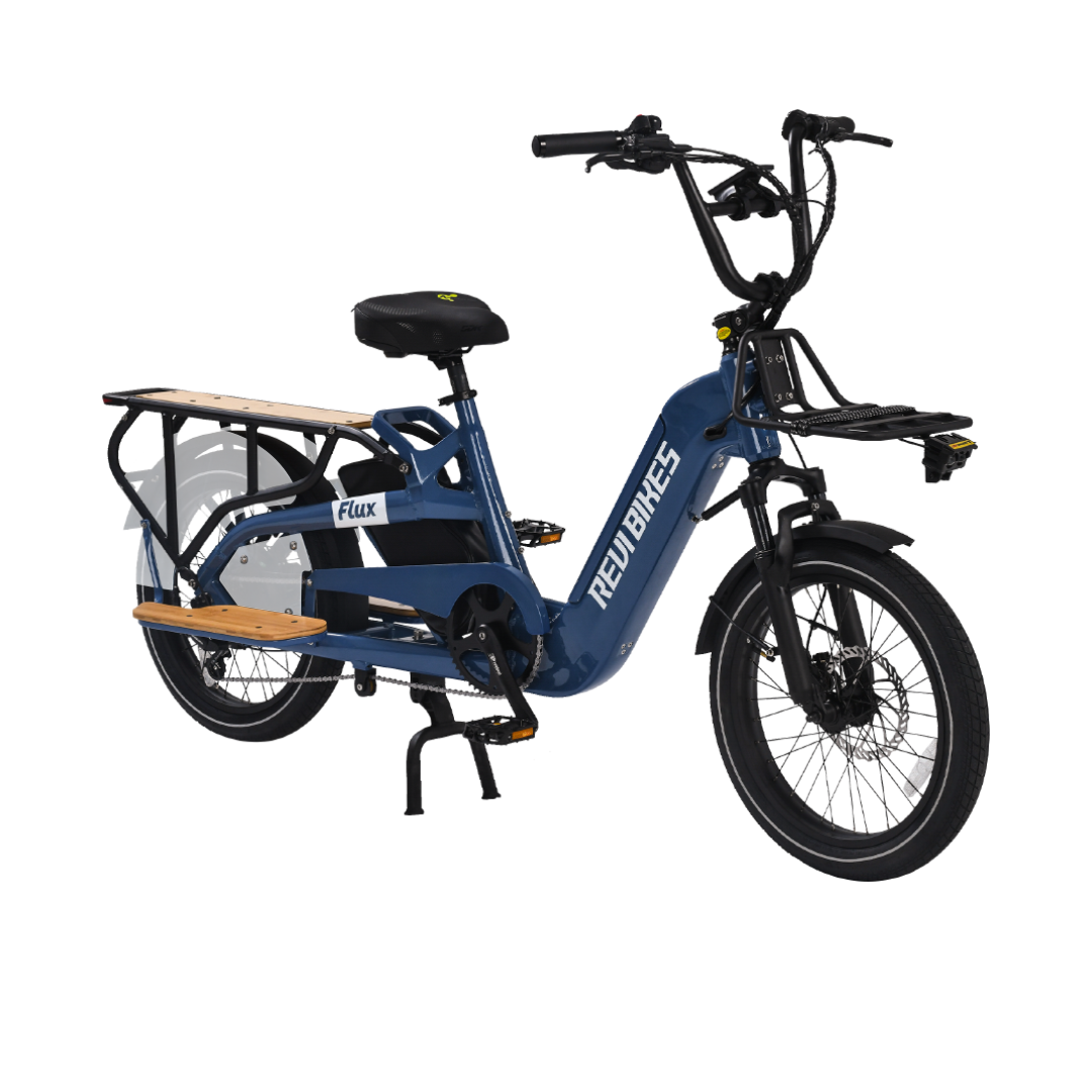 Roots Rider Flux cargo electric bike in Nebula, three-quarter view