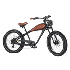 ROOTS RIDER Cheetah 2 cafe racer electric bike, full side view with tan saddle