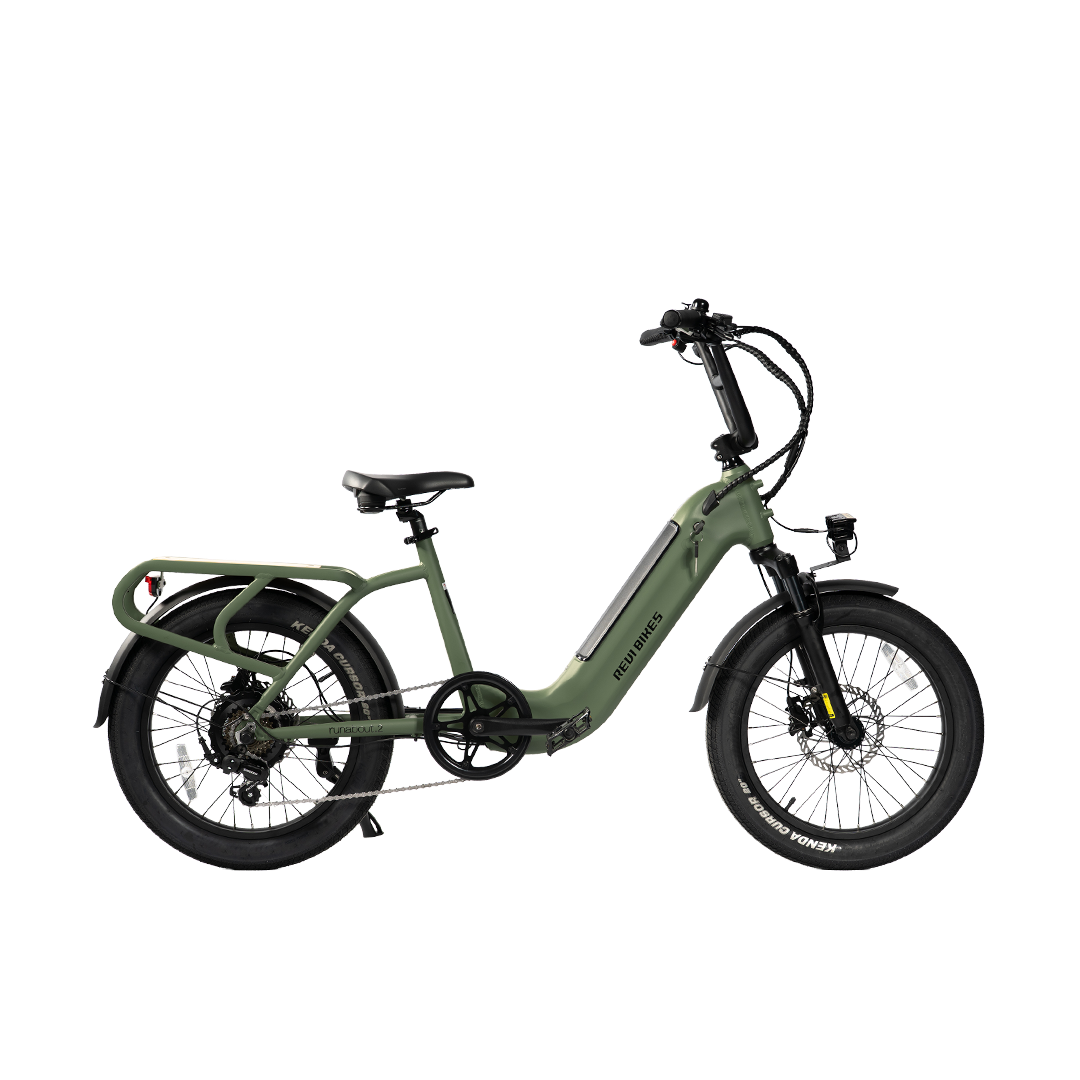Roots Rider Runabout 2 step-through electric bike in Wild Green